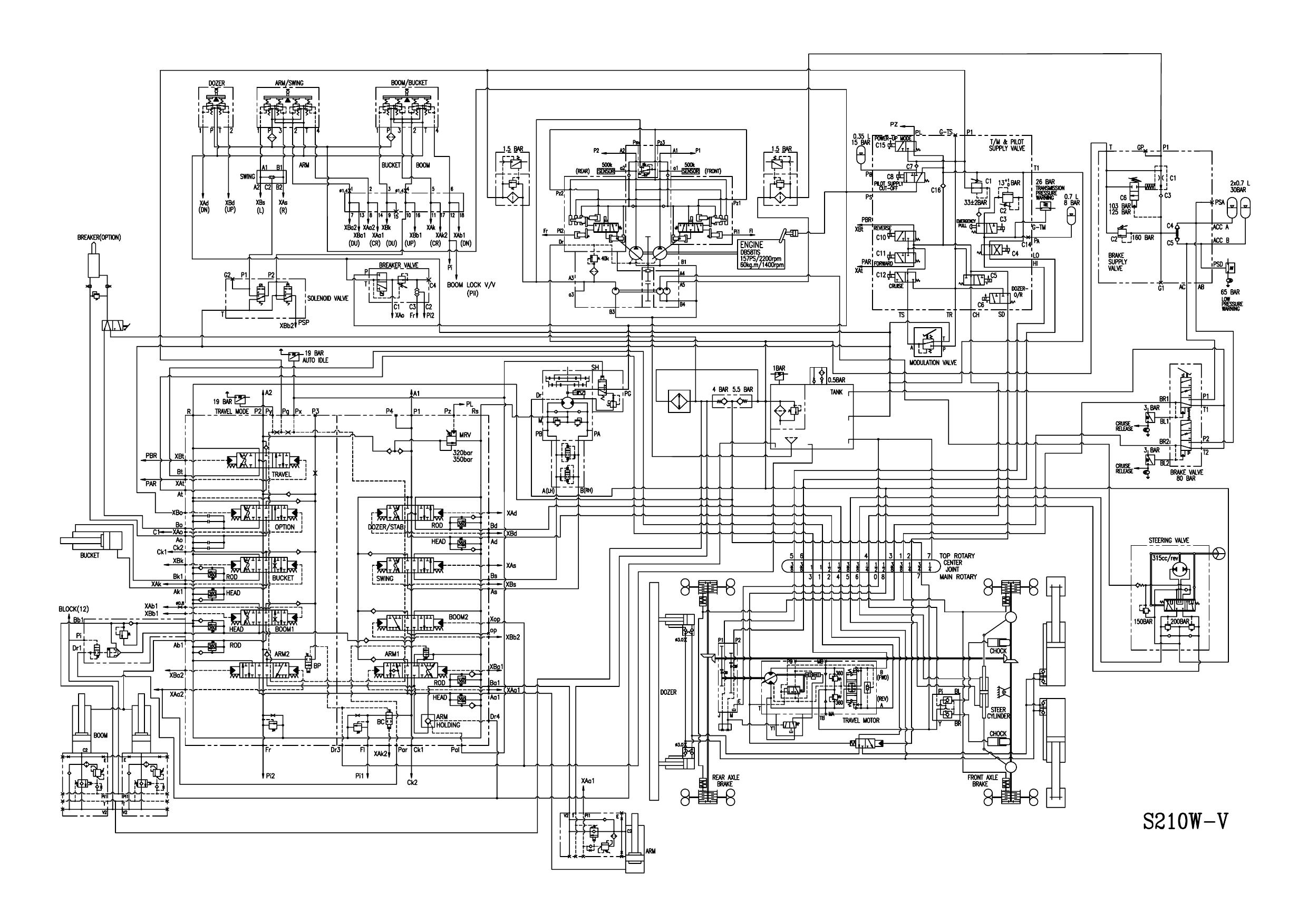S210W-V Hydraulic Circuit Diagram Schematic Daewoo Doosan HYD(OR)